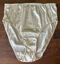 Vtg Layne Bryant Cacique Second Skin Liquid Satin Hi-Cut Panties 14/16 Beige
