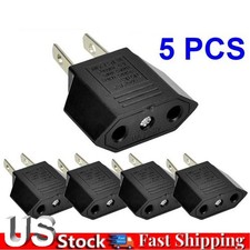 5 PCS EU Euro Europe to US USA Power Jack Converter Travel Adapter Wall Plug Set