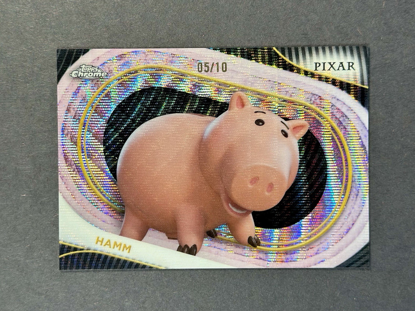 2025 Topps Chrome Disney Hamm Toy Story BLACK PINK WAVE /10 Refractor SSP #93