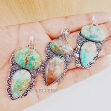 Natural Green Variscite Silver Plated Pendant, Handmade Pendant, Price Per Piece