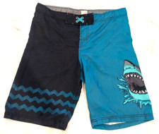 Cherokee Shark Boys Swim Trunks Size XL 16 Blue  Black Swim Shorts
