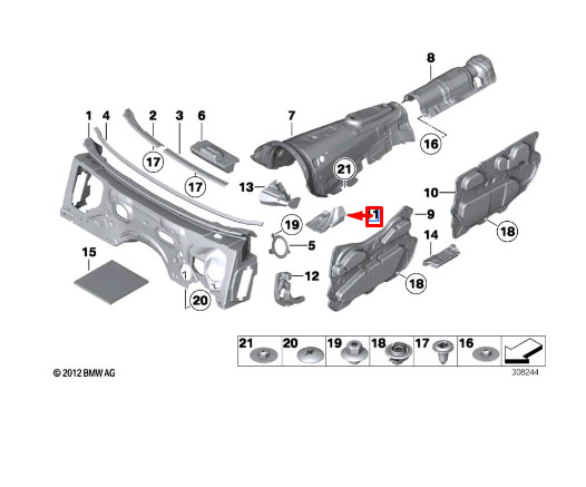 BMW 7 F01 Front Right A-Pillar Sound Insulation 51489131196 NEW