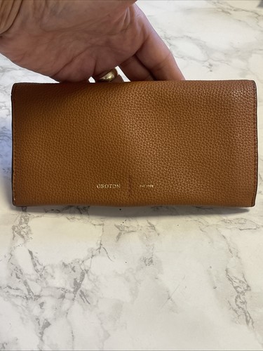 OROTON Portafoglio Lungo Marrone Vera Pelle Pochette - Foto 20 di 20