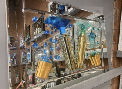 Hausbar Dekor AU Wodka 3D Kunst abgeschrägtes Glas Spiegelbild
