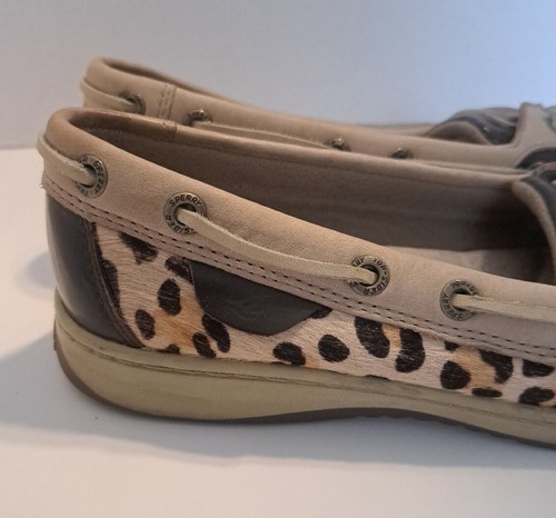 Women's Leopard Print Sperry Top Sliders - Leather Boat Shoes - Size 7M - Picture 3 of 8