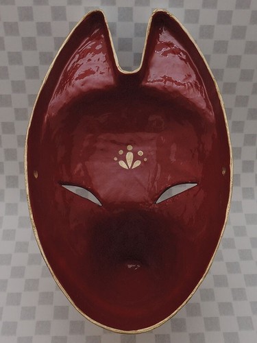 Fox Face Mask Higo Kitsune Komendo Hand Painted Cosplay Handmade from Japan - Picture 7 of 7