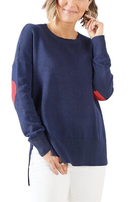 Studio Park x Amy Stran Girlfriend Sweater With Heart Elbows Navy