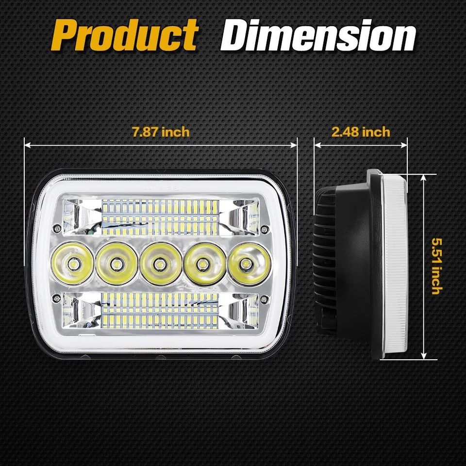 PAR DE FAROS LED 7x6" 5x7"" con señales de giro DRL para GMC Savana 1500 2500 3500 Foto 2 de 4