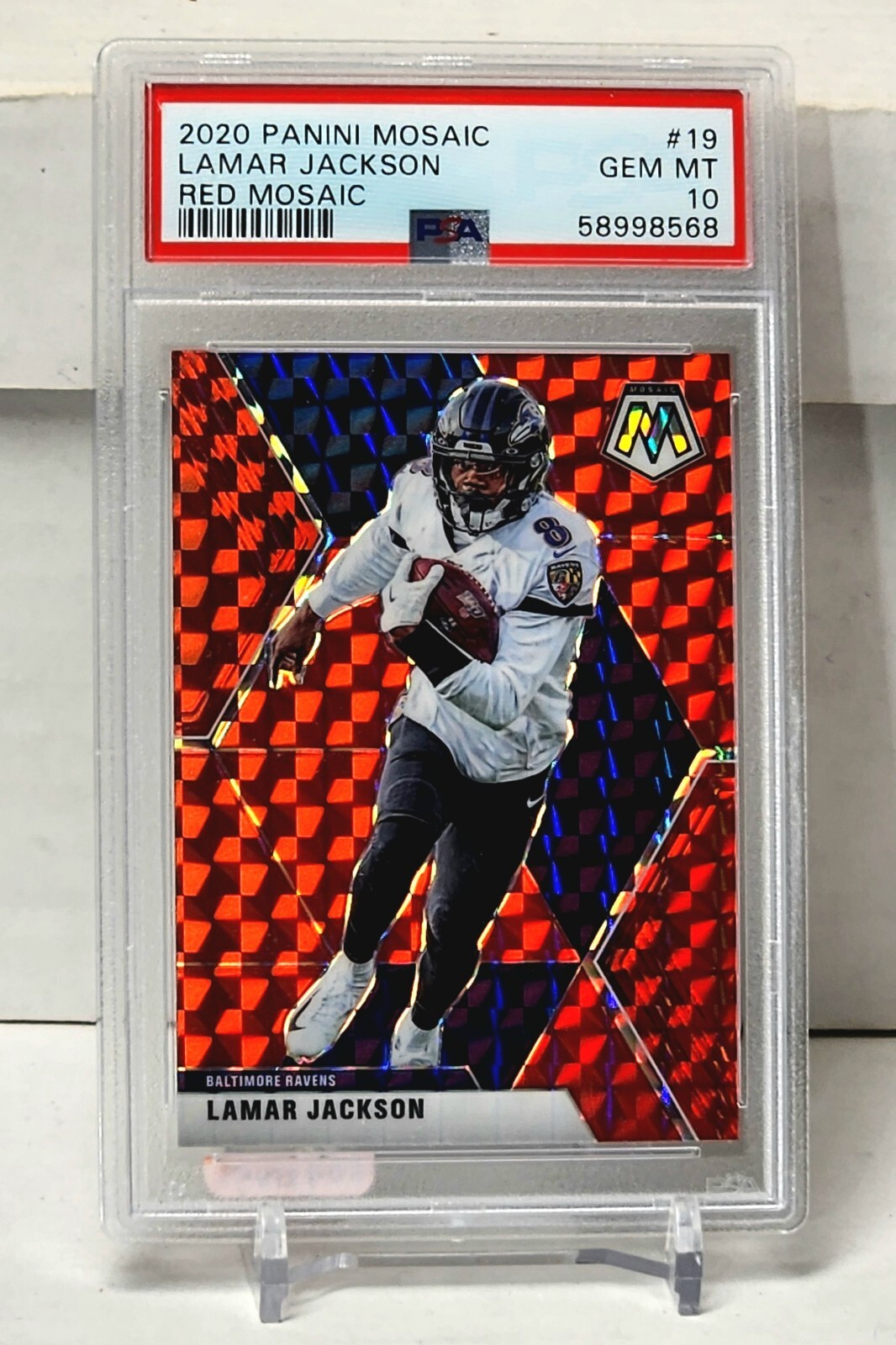 2020 Mosaic #19 Lamar Jackson Red Mosaic PSA 10