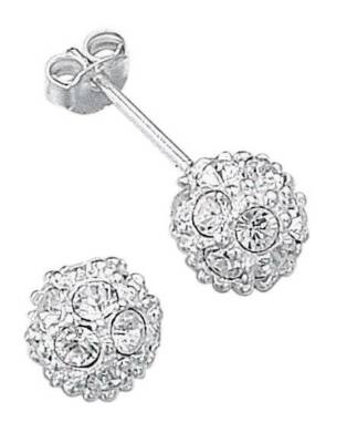 Ohrstecker Silber und Kristall Glitzer Kugel