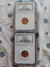 1956 - NGC MS 66 RD And 1956 D Ms66 Lincoln One Cent 1C Wheat Uncirculated Coins