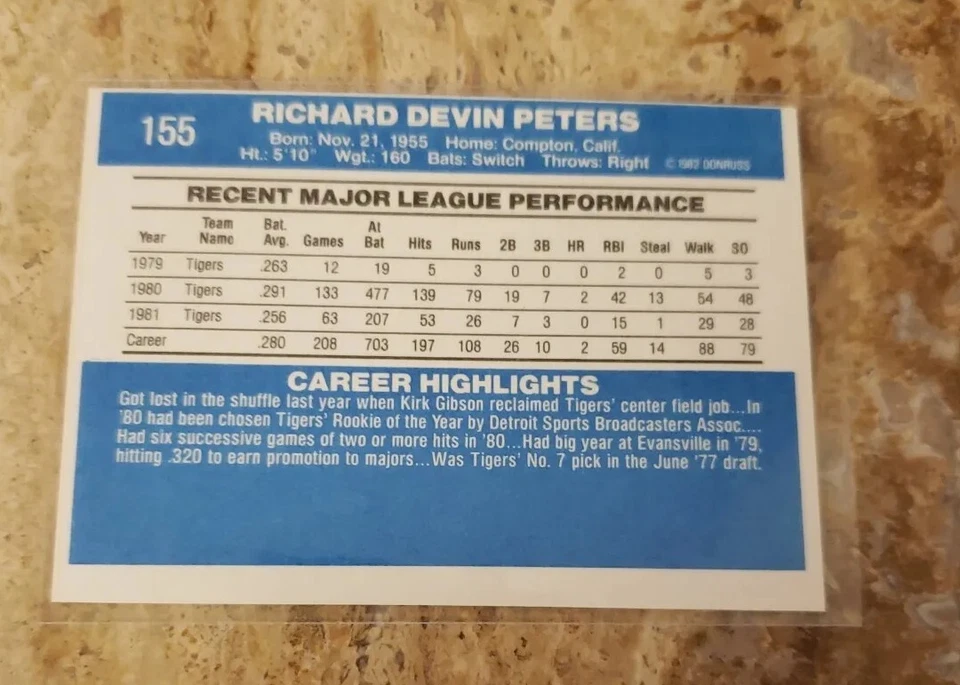 Donruss 82 Rick Peters Error Baseball Card Miscut - Image 3 of 4