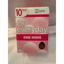 Vtg 2011 L'eggs Everyday Knee Highs, Suntan Sheer Tone, One Size, 10 pairs
