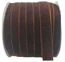 10 Yards Velvet Ribbon Spool Coffee 1"
