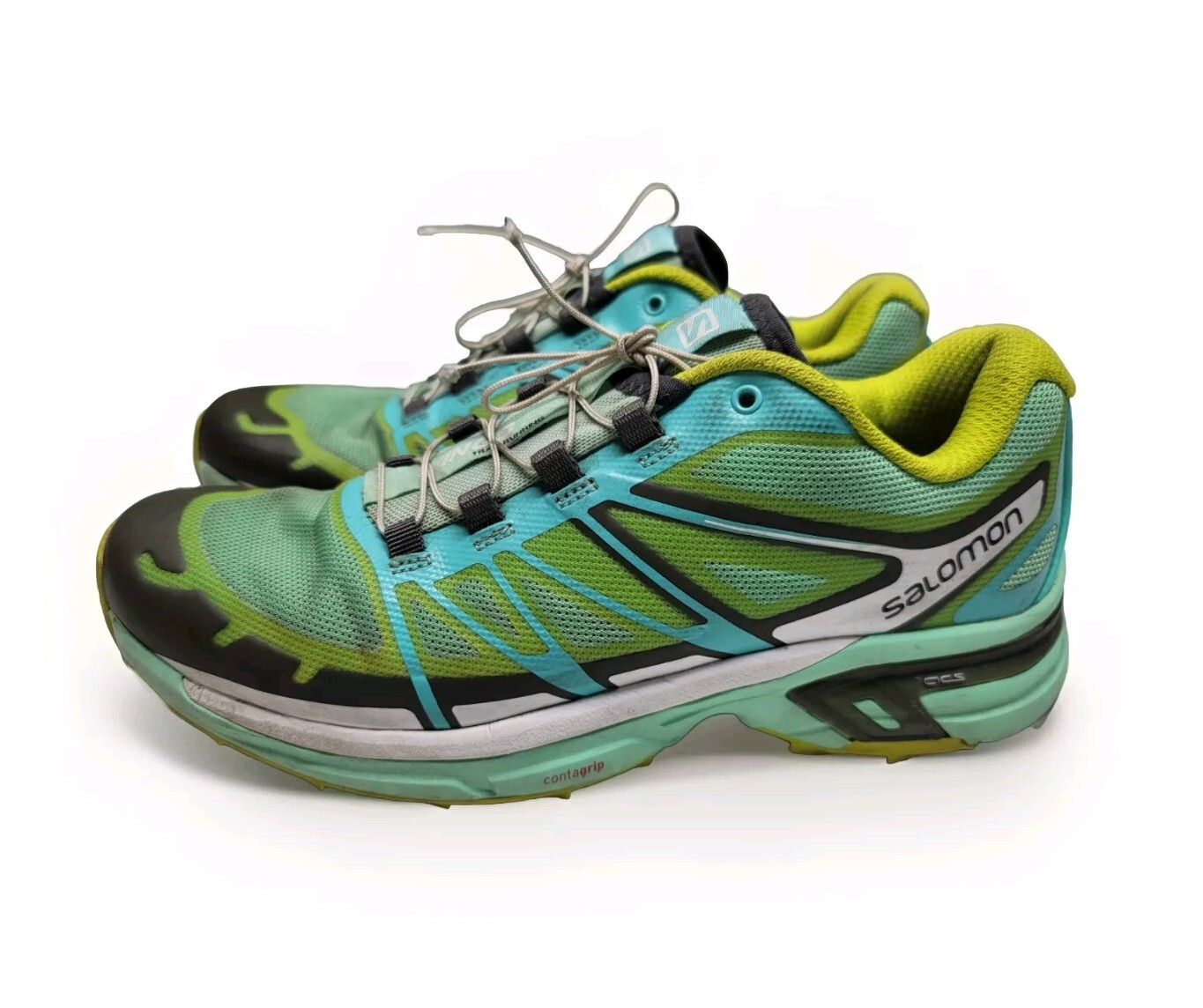 Scarpe da trekking Salomon Wings Pro 2 trail runner donna 7 verde come nuove Contagrip