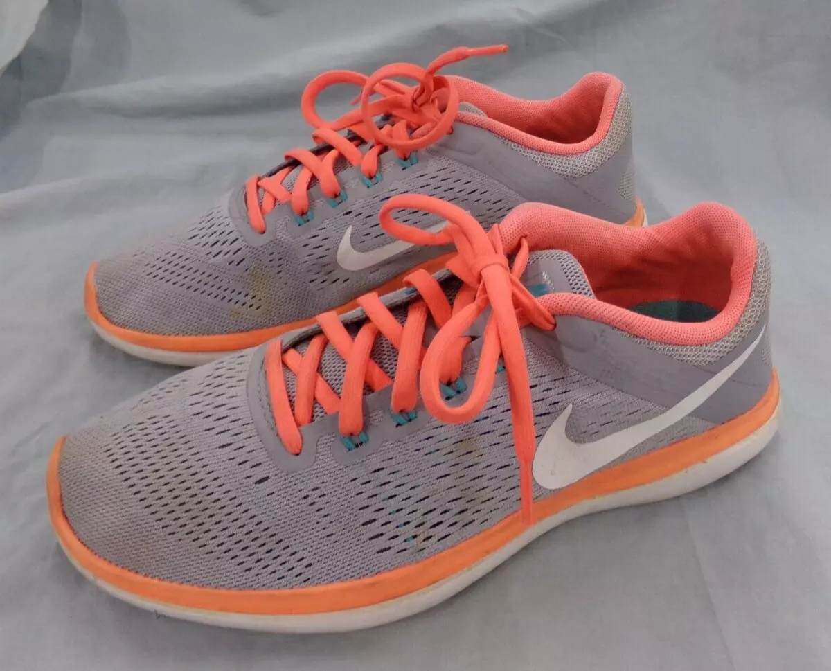 Nike Womens Flex 2016 Run 830751 003 Gray Orange Lace Up Running