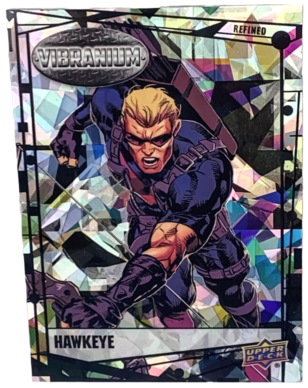 2015 UD Marvel Vibranium Refined Refractor #76 Hawkeye Trading Card 46/99 NM/M