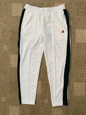 Nike Court Tennis Trousers Pants White Green Stripe DC0621-101 Men's Size  Large