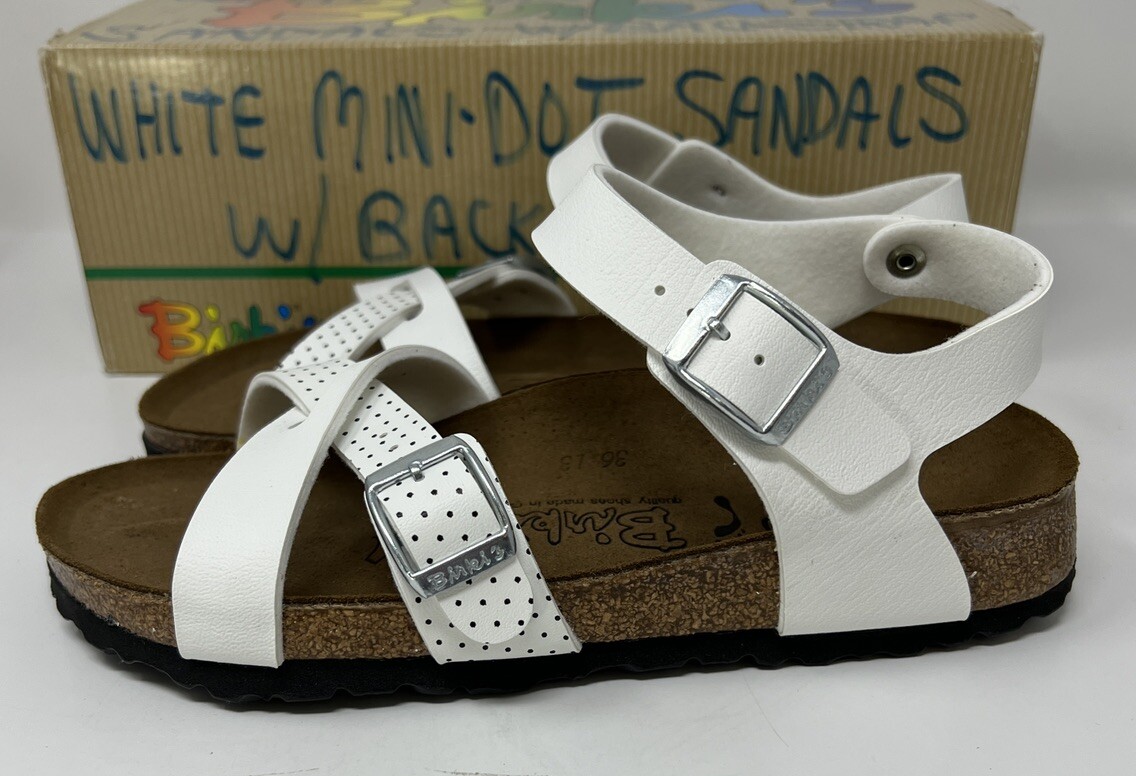 Birkenstock Birki's White Black Mini Polka Dot Sandals Shoes