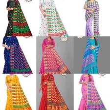 Women's Jamdani Dhakai Designer Cotton Silk Jaquared Saree Without Blouse