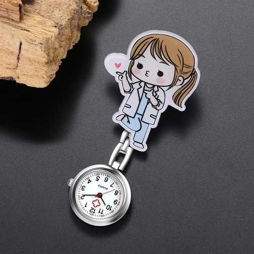 Cute Cartoon Clip-on Fob Watch Quartz Hanging Lapel Watches for Nurse Doctor - 第 9/13 張圖片