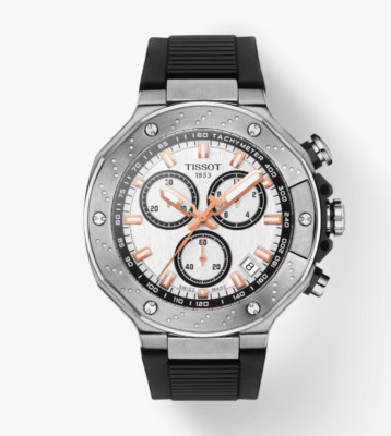 Tissot T-Race Chronograph White Dial Black Strap Men's Watch T1414171701100