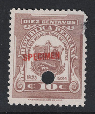Peru 1924 10c Official Specimen /Mint /  Corner Thin - S27933