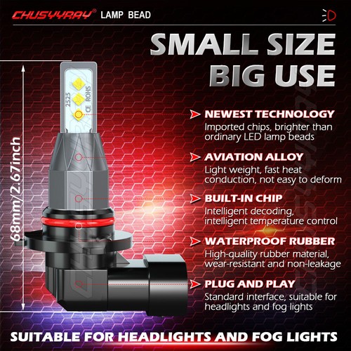 2x 9140 9145 H10 LED Fog Light Driving Bulb 6000K Xenon White - Picture 6 of 11
