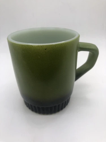 Fire King Anchor Hocking Coffee Tea Mug Cup Retro Avocado Green Stacking Vintage