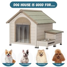 Outdoor Fir Wood Small Dog House With Open Roof With Storage Box Weatherproof