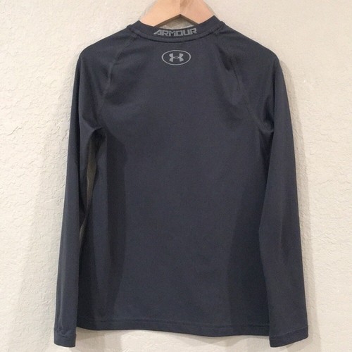 Under Armour Boys Sz S 6 Shirt Gray Long Sleeve Logo Fitted Athletic Activewear - Picture 3 of 8