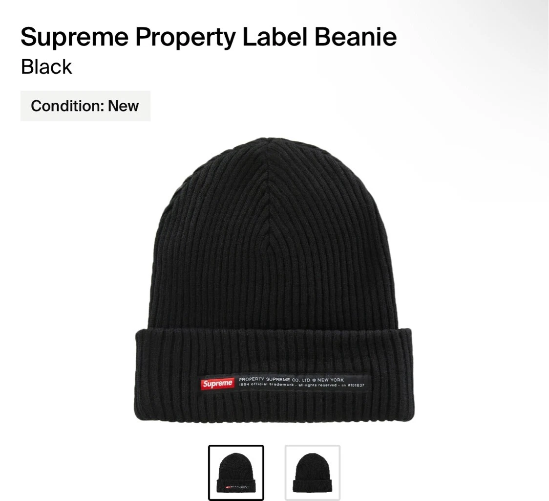 Supreme Property Label Beanie Black”