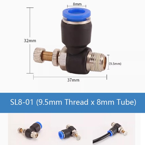 SL4/6/8/10/12mm Pneumatic Push Fit Connectors Fittings Regulating/Throttle Valve - Picture 16 of 31