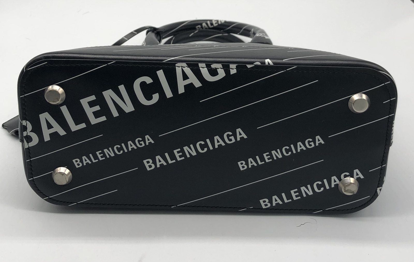 Balenciaga Black/White Ville Bag Printed Logo Leather… Gem