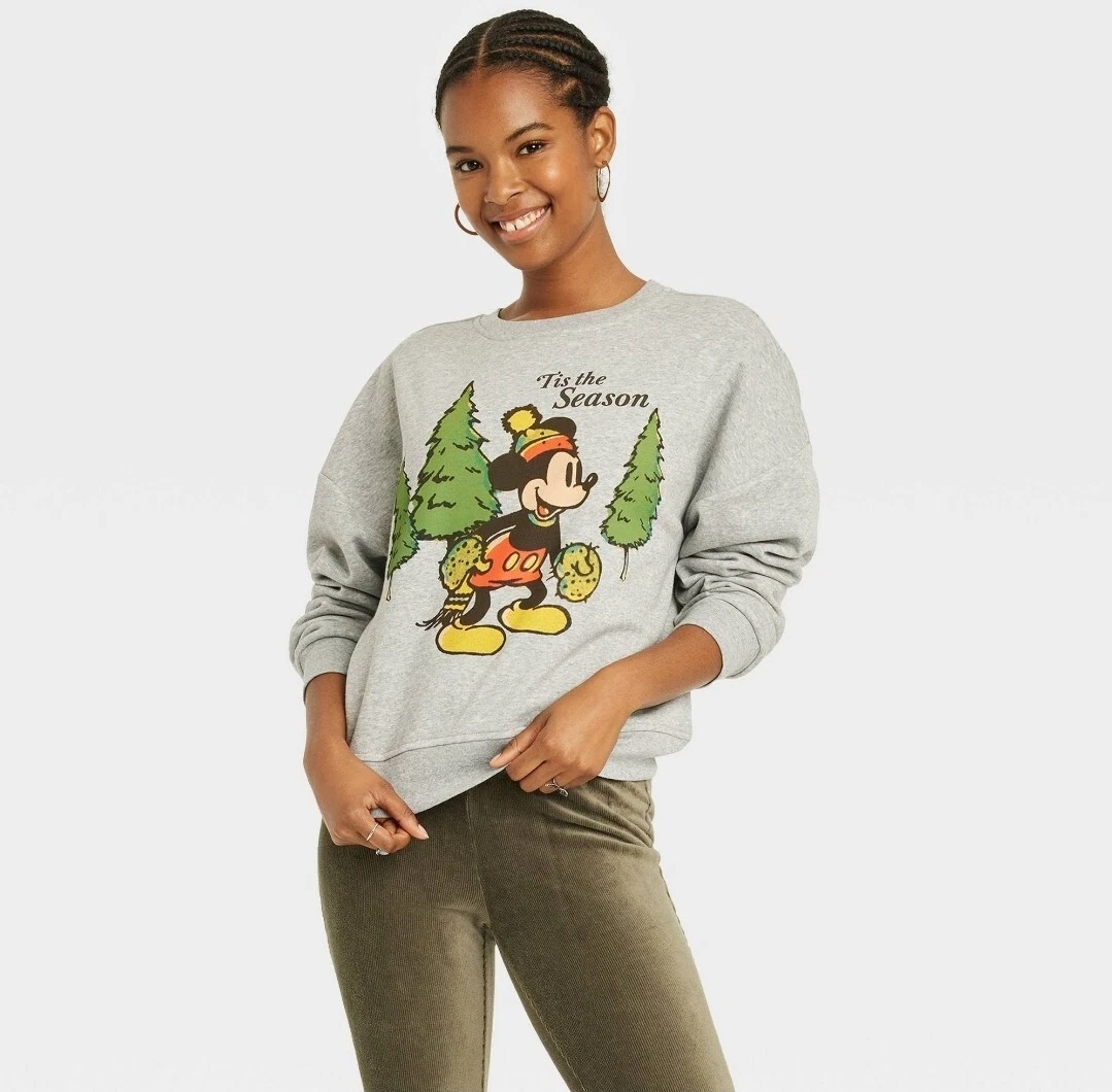 Disney Sweatshirt Womens Small S Mickey Mouse Christmas Holiday Tis The  Season | eBay