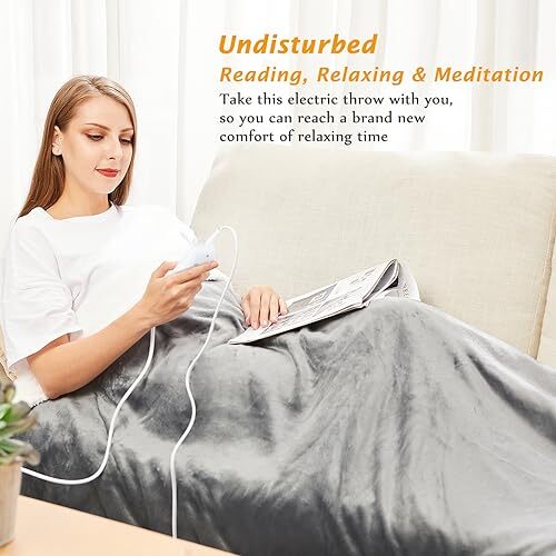 Mia&Coco Electric Heated Blanket Throw Flannel Sherpa Fast Heating