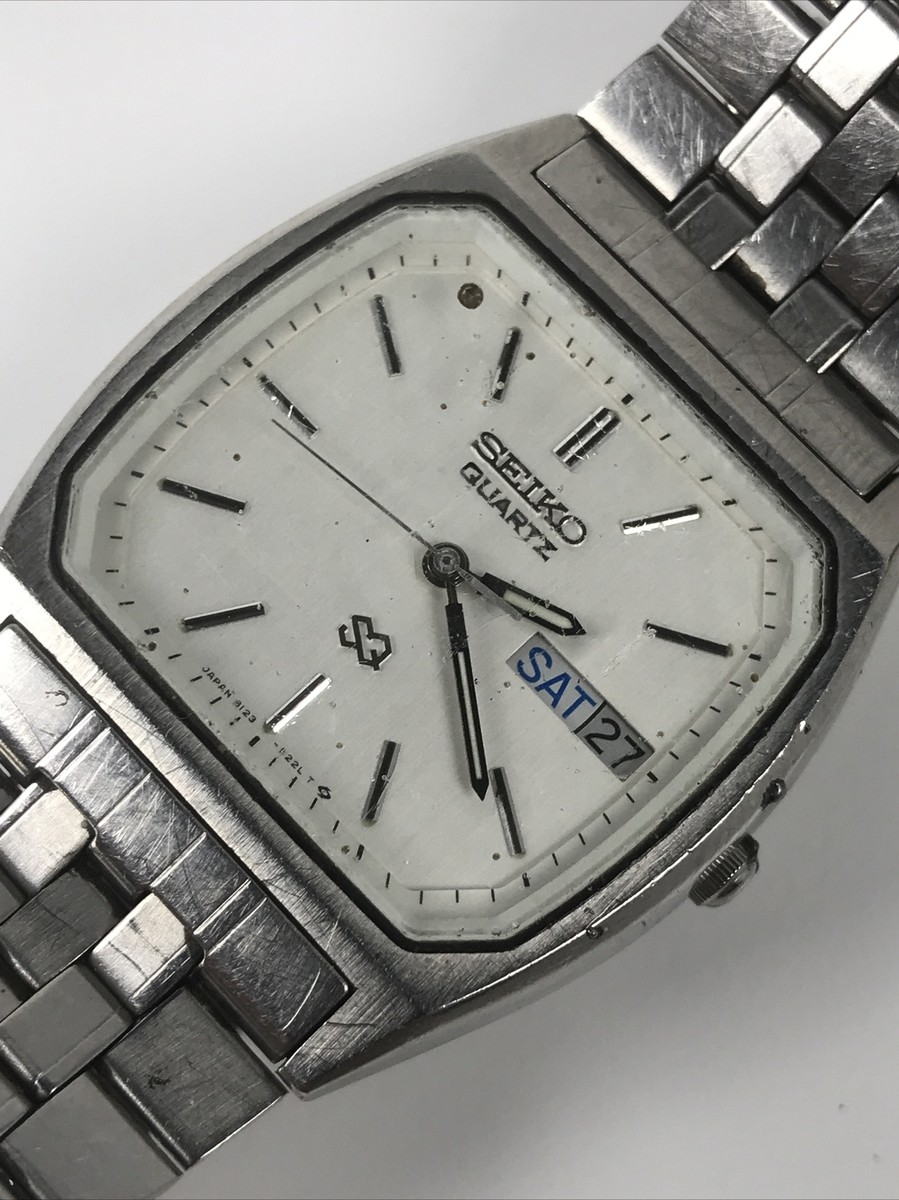 Vintage Seiko SQ Day Date Classic Watch 8123 522LT Stainless Steel