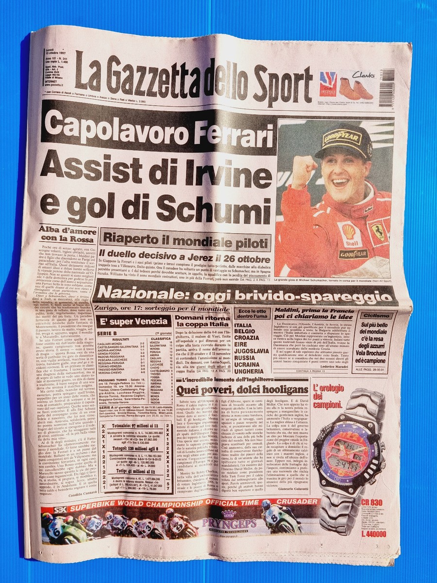 Gazette Dello Sport 10 Mai 1997 Recoba All'Inter - Ferrari