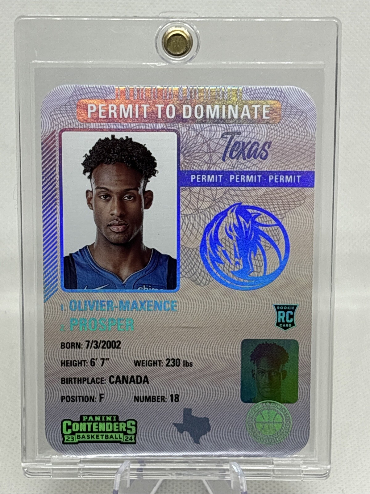 2023-24 Contenders Permit To Dominate Olivier-Maxence Prosper #24 SP Mavs RC NM+