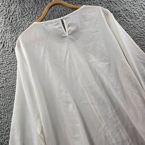 Noni B Womens Blouse Top Size 16 Ivory 3/4 Sleeve Sheer Lace Trim Round Neck - Picture 9 of 14