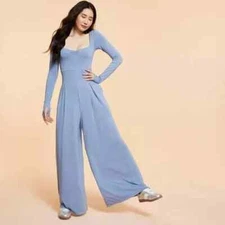 Blogilates sz XS Tropsphere Sweetheart Jumpsuit long sleeve Pants Wide leg AD4
