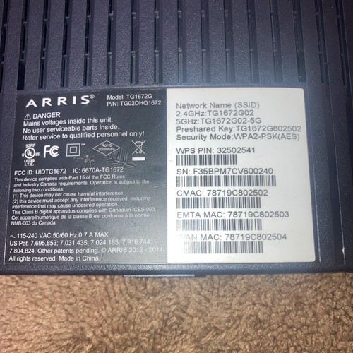 Routeur modem câble Arris TG1672G Touchstone passerelle téléphonique WIFI 2,5 et 5,0 GHz - Photo 3/4