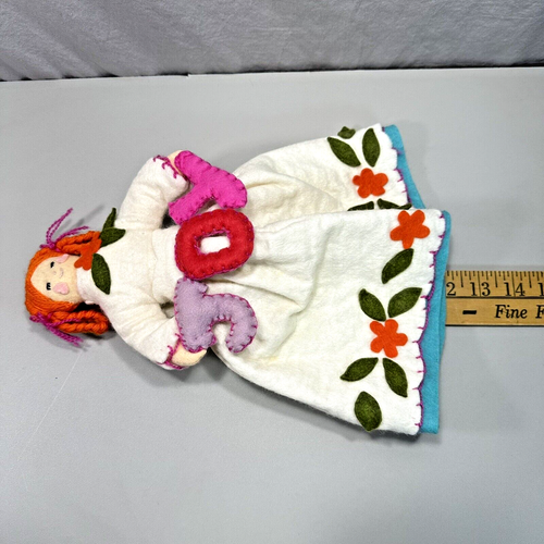 Vintage Angelo Albero Topper Natale Possibilmente Bucilla Feltro Filato Fatto a Mano GIOIA - Foto 6 di 15