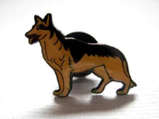 Alsatian pin badge. German Shepherd. Guard dog. Pet. Metal. Enamel