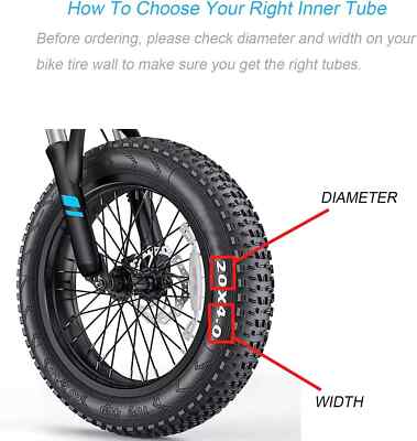 YunSCM 2PCS 20 Zoll Heavy Duty E-Bike Reifen 20x4.0 ETRTO 102-406 Und Schläuche AV32mm Ventil, Kompatibel 98/102-406 Fahrrad/Mountainbike/E-Fahrrad Reifen 20 X 4.0 - View #3