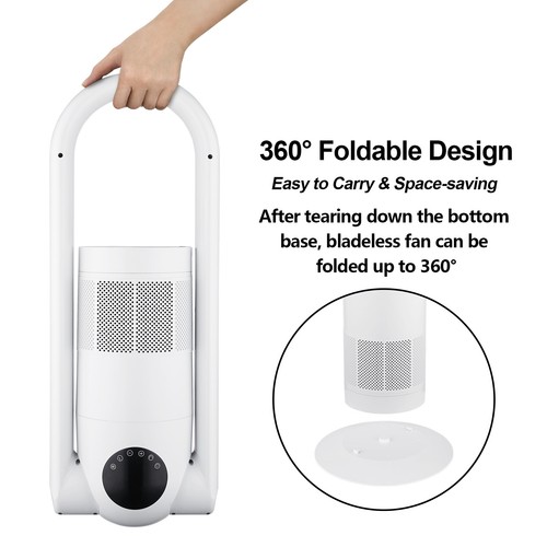 Bladeless Floor Fan Cool Heat Airflow 9H Timer Remote Touch Control Home Office - Picture 7 of 10