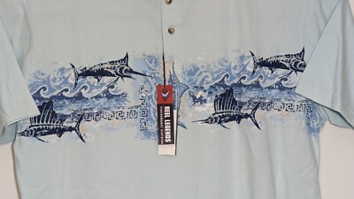T-shirt Homme Reel Legends – Henley Bleu – Thème Pêche – Taille M – Occasion