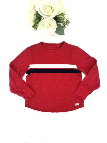 Gap Waffle Knit Thermal T-Shirt Boy’s Small 6-7 Long Sleeve Tee Red Stripe - Picture 8 of 8