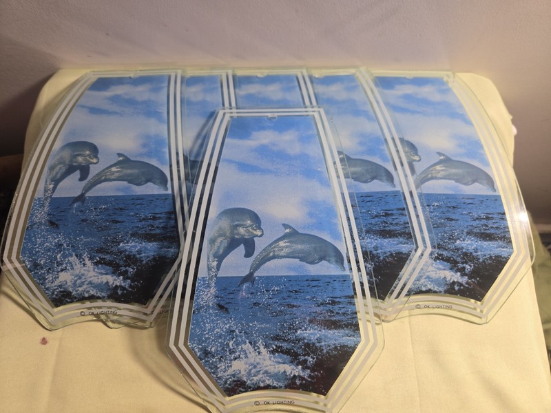 Touch Lamp Replacement Glass Panel full set of 6 dolphins.