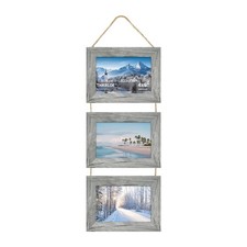 THKRLOF 4x6 Picture Frames Collage, Real Glass Wooden Horizontal Hanging 3 Op...